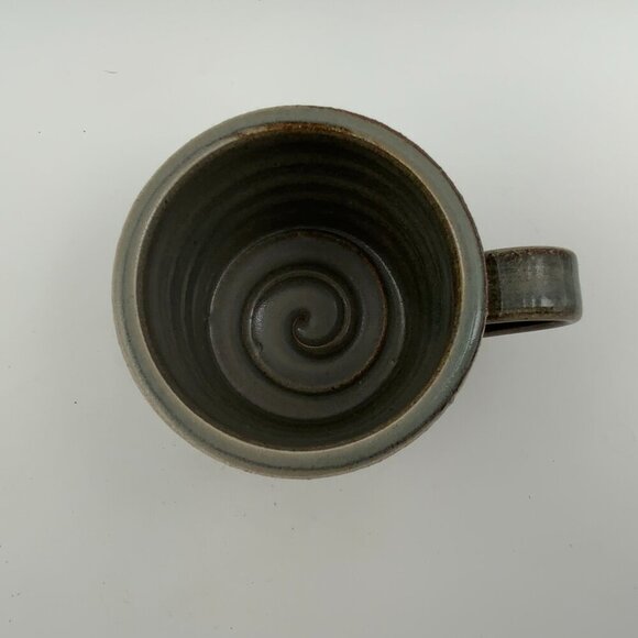 Rafe Bouchard Pottery Large Clay Swirl " DAMN " Mug Peony Flower Design Bottom - Picture 5 of 9